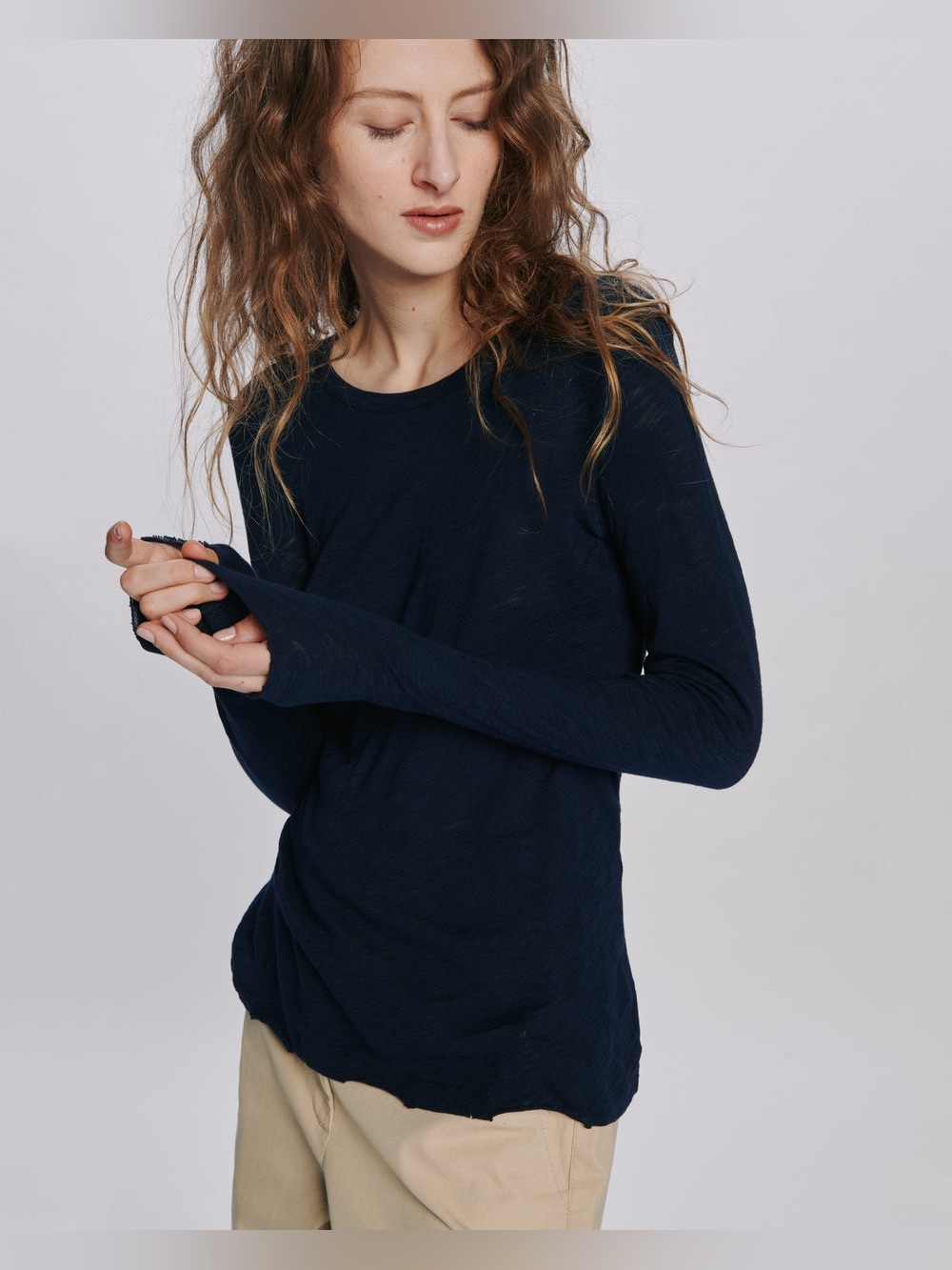 ATM Slub Jersey Long Sleeve Destroyed Wash Tee Large